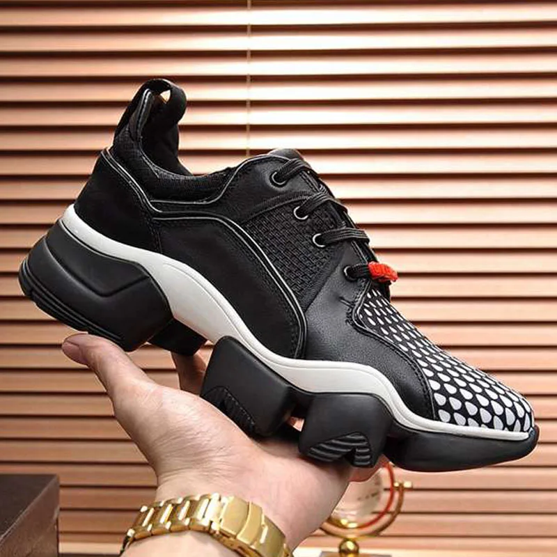 

Summer Breathable Men's Running Shoes Casual Fashion Sport Shoes For Male Genuine Leather Athletic Walking Sneakers Man Brand