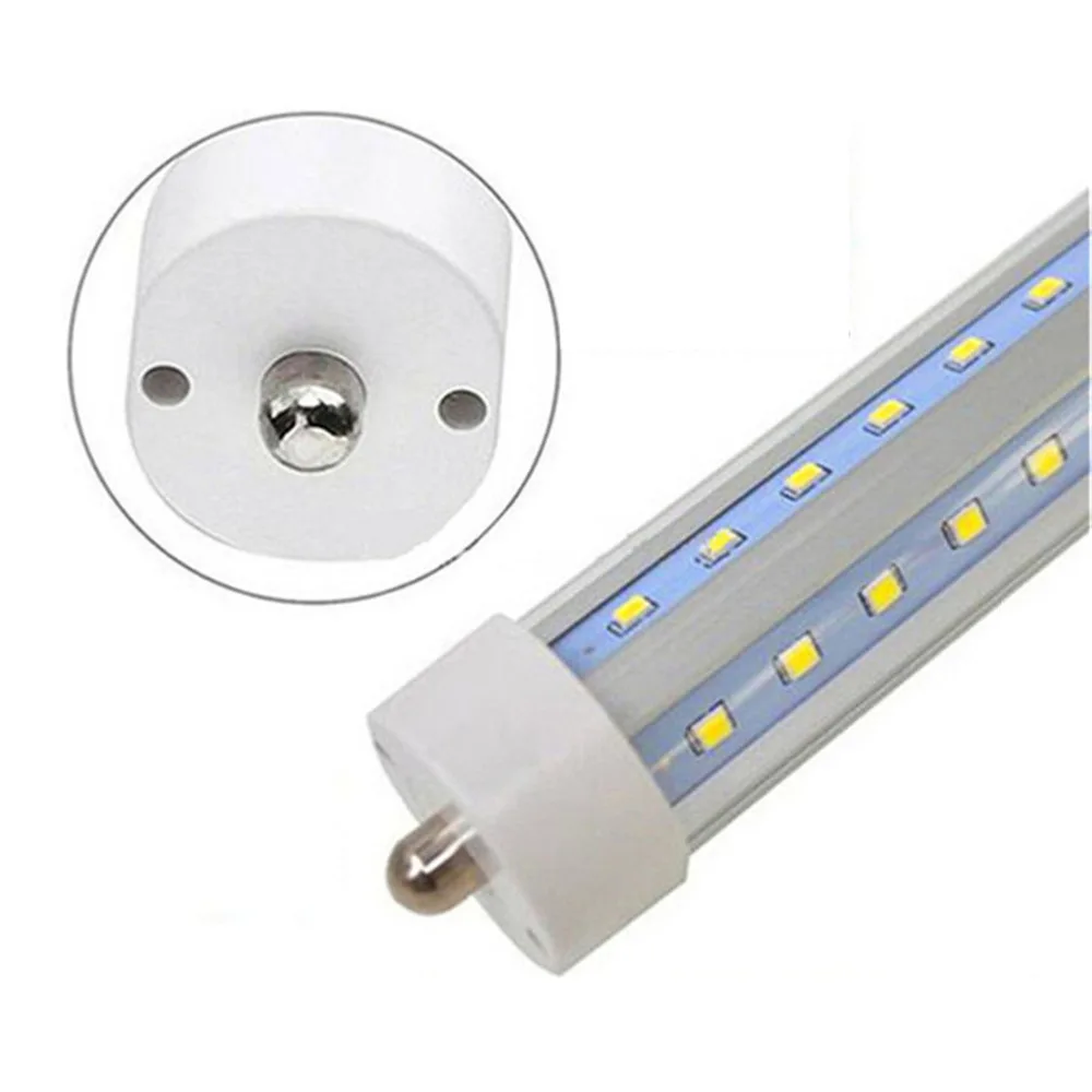 

8ft LED Tube Lights T8 Fa8 V Shaped dual end power double row bar lamp 72W Clear Fluorescent bulb shop Light cooler door 25PCS