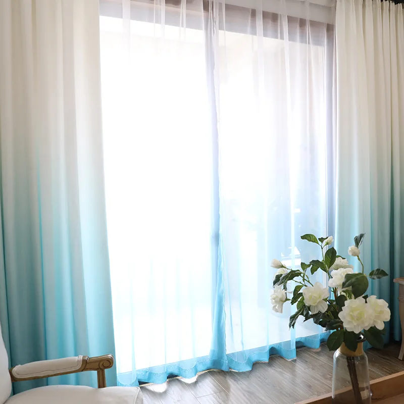 Modern minimalist style fresh and clean curtains decorated living room