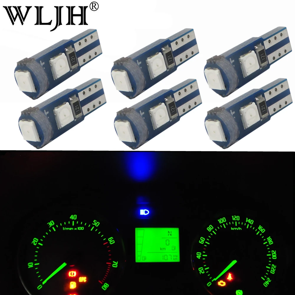 WLJH 6x Canbus T5 Светодиодная лампа 73 74 3030 SMD лампа приборной панели для Subaru BRZ Legacy Tribeca Outback Forester Impreza - Испускаемый цвет: Зеленый