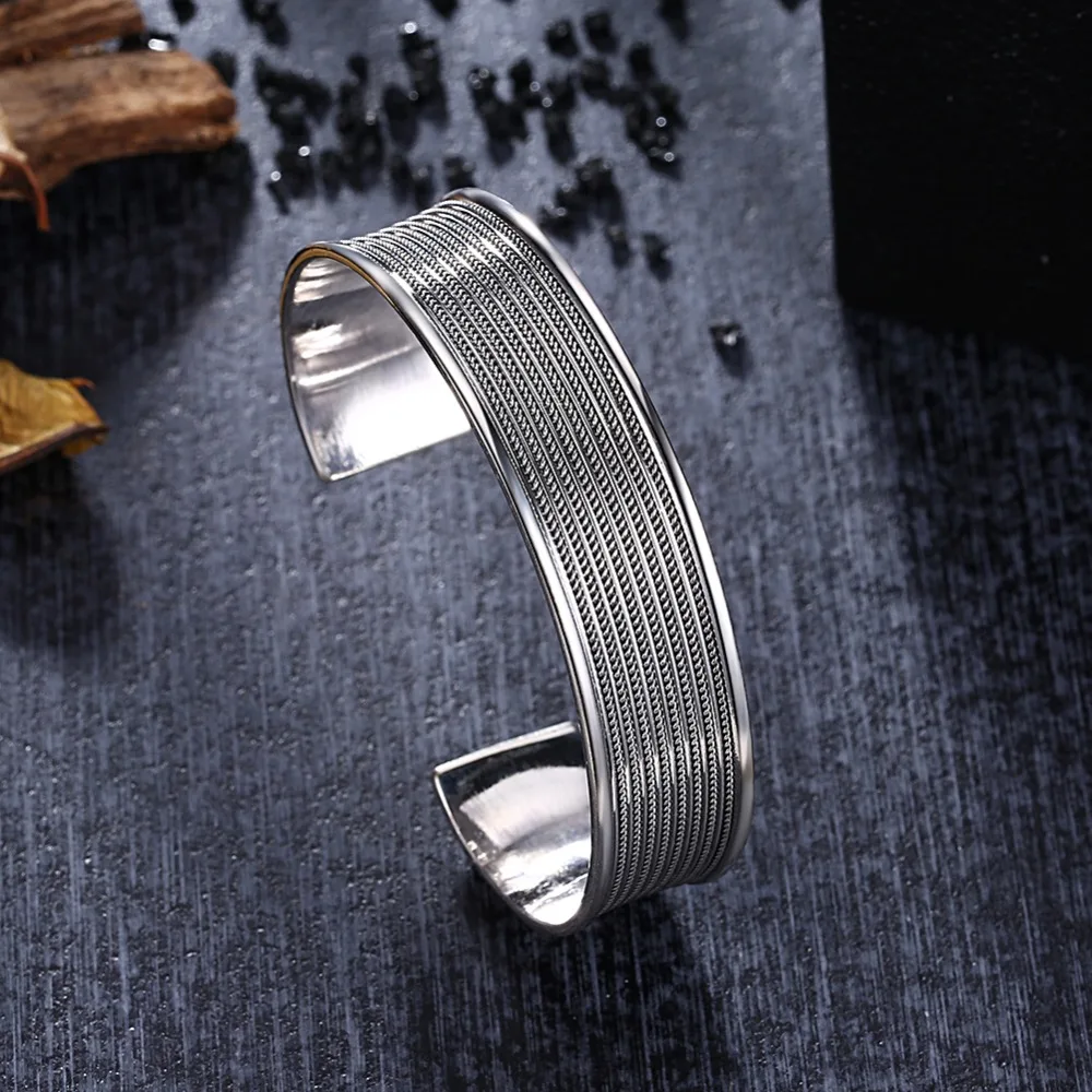 GOMAYA 2018 New Handmade S925 Sterling Silver Female Open Ended Personality Bangle Thai Silver Bracelets for Elegant Women Gift GOMAYA 2018 New Handmade S925 Sterling Silver Female Open Ended Personality Bangle Thai Silver Bracelets for Elegant Women Gift