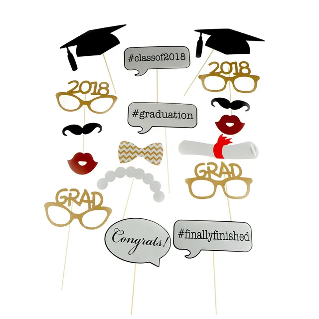 high quality 17pcs graduation photo booth props 2018 diy graduation