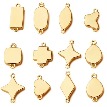 

2pcs Copper Gold Silver Blank Base Bracelet Pendant Double Hole Jewelry Making Men's and Women's Accessories Wholesale