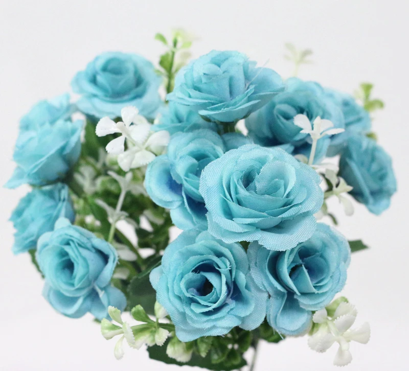 JAROWN Simulation Rose Flowers Artificial 15 Head Rose Bouquet For Wedding Decorations Home Garden Decor Accessories Fleur (21)
