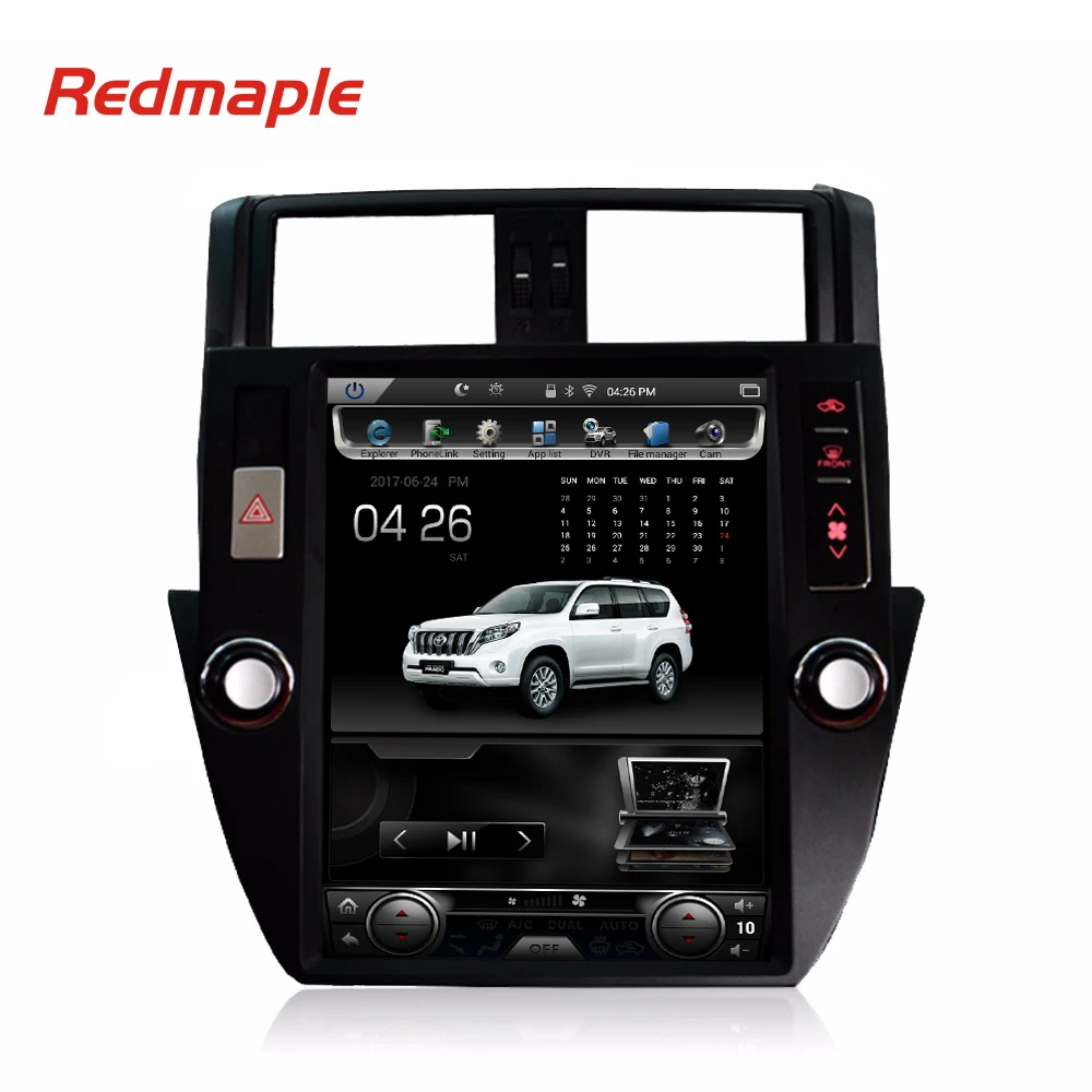Best 12.1" Vertical Huge Screen Android Car Stereo DVD GPS Navigation Radio Player for Toyota Land Cruiser Prado 2010-2013 32G ROM 0
