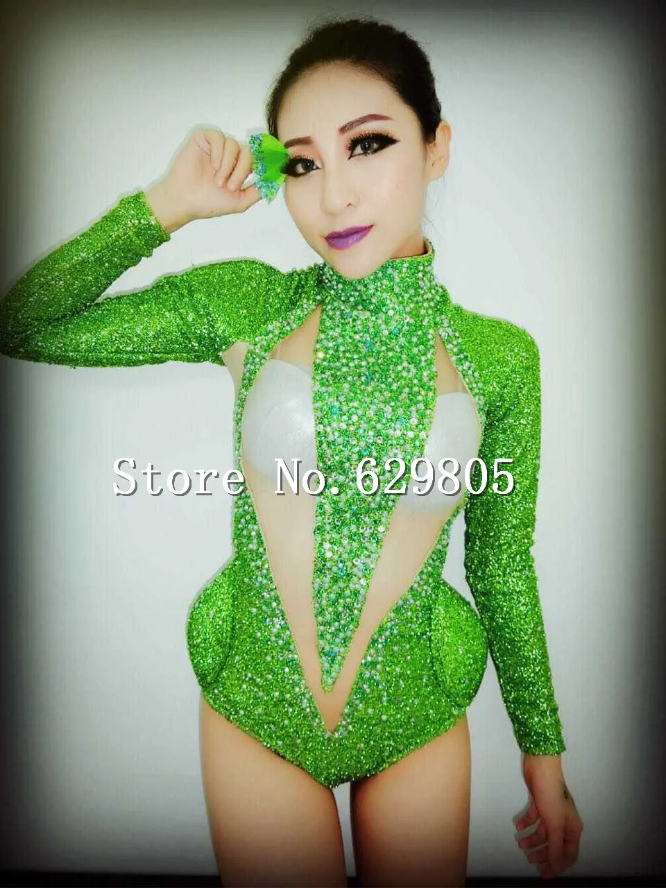 green sequin bodysuit
