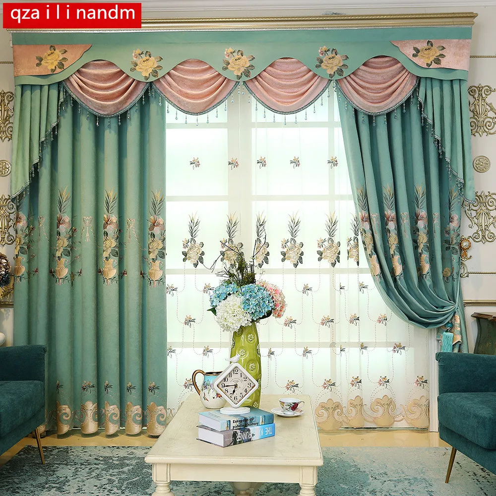 

European high-grade luxury High shading Curtain Cloth for Bedroom sheer Voile curtains for Living Room window curtain kitchen