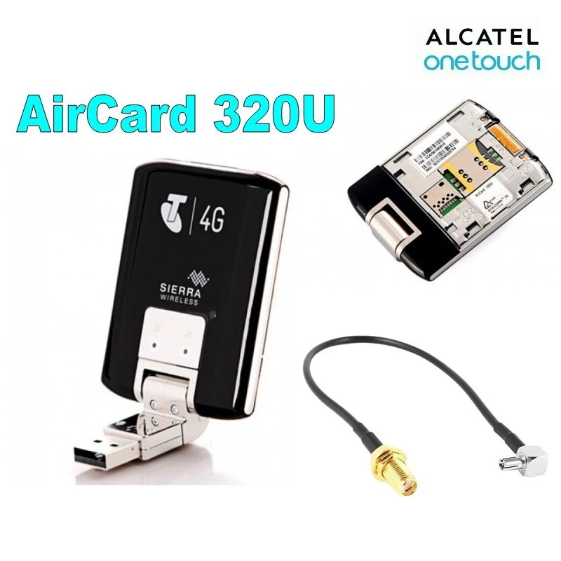 Mở Khóa Không Dây USB Modem Sierra Aircard 320U 100Mbps 4G LTE/1800/2600Mhz + Ăng Ten Ngoài Adapter dây Cáp