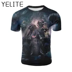YELITE Elephant футболка с 3D принтом животный мир 2019 Новая летняя мужская футболка крутая Модная одежда Топы в стиле панк летние с коротким рукавом