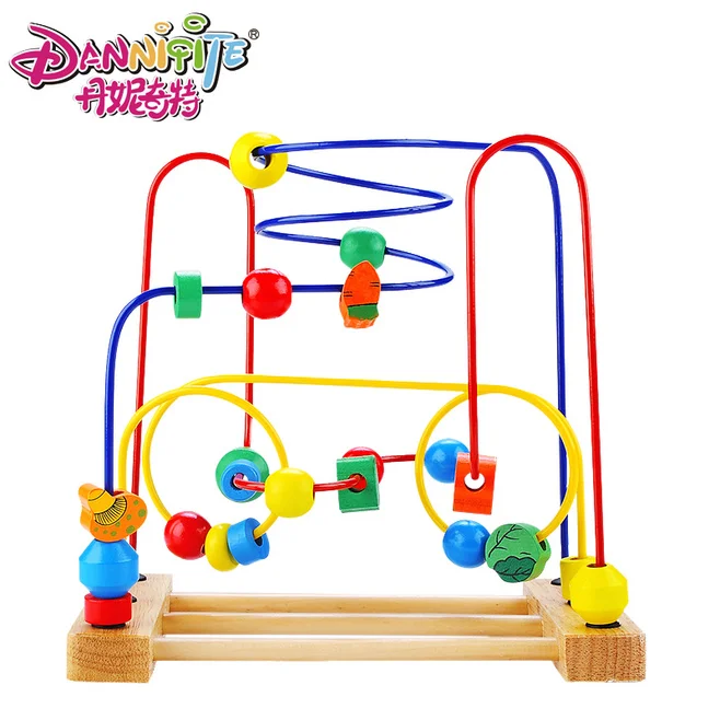 DANNIQITE Educational wooden toy around beads the Vegetabels move round the pearl font b calculating b