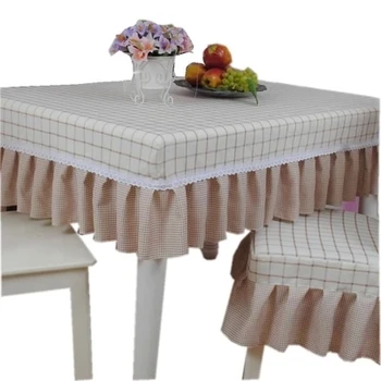 

High quality coffee plaid fabric table cover style A table size170x130cm rectangle table cloth can be customized