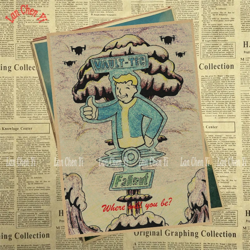 Fallout серии классический фильм крафт-бумага плакат для кафе Креативные обои интерьера - Цвет: Фиолетовый