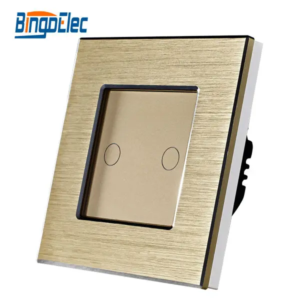 2gang 1way touch electrical switch, golden aluminum and glass panel switch,EU/UK standard, AC110