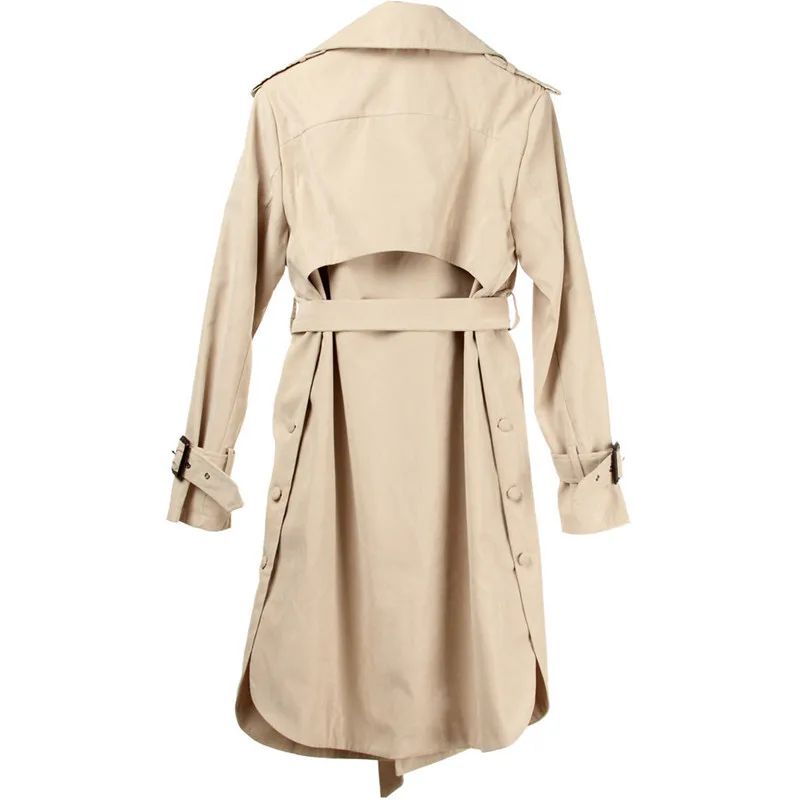 Bouton vent Femmes coat Solide 2019 Ceinture Vêtements Léger Femelle Nouveau Décontracté Coupe Feminino Trench Banlieue Long Casaco Couleur Khaki Ac002 De b76yfg