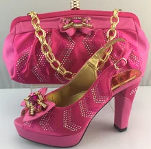 Hohe Qualität Luxus Schuhe Und Taschen Für Hochzeit Und Partei afrikanische Pumpen Italienische Schuhe Und Passende Tasche Mit Steinen ME3308