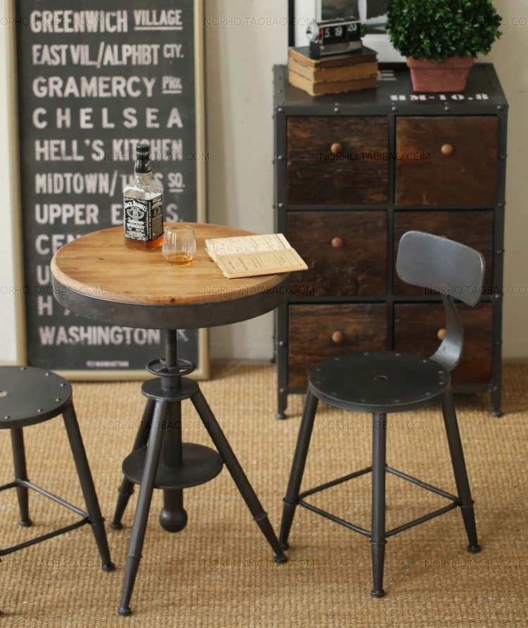 American Country Style Retro Industrial Wrought Iron Dining Chairs