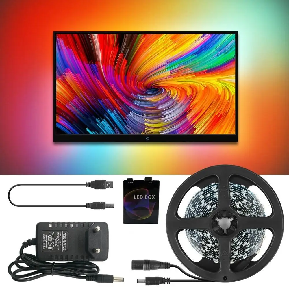 Светодиодная лента DC5V 2 м/3 м/4 м/5 м WS2812B 5050 RGB Dream color USB APP светодиодный светильник