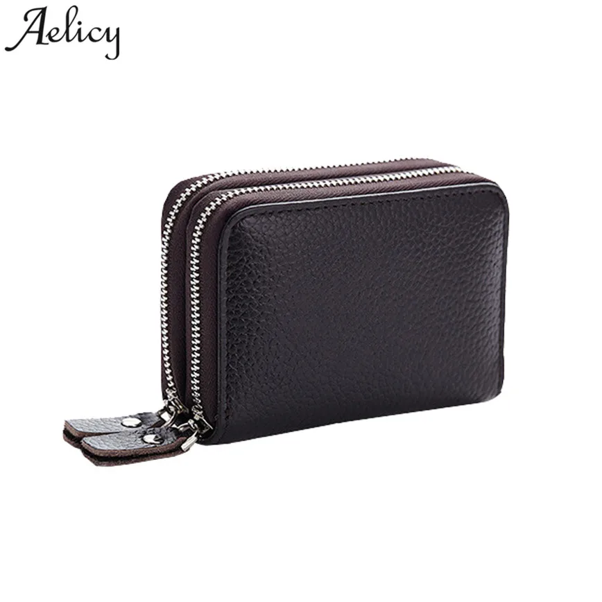 Aelicy, женская кожаная безопасная вместительная милая сумка для девочек, кошелек на двойной молнии, дизайнерский, Прямая поставка,, высококачественный кошелек - Цвет: coffee