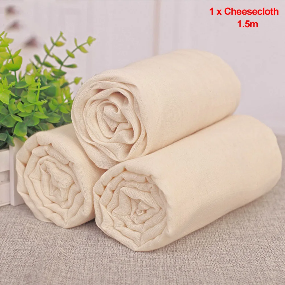 

1.5m Antibacterial Filter Unbleached Breathable Fabric Natural Cheesecloth Cotton Cooking Twine Gauze Eco-friendly Reusable
