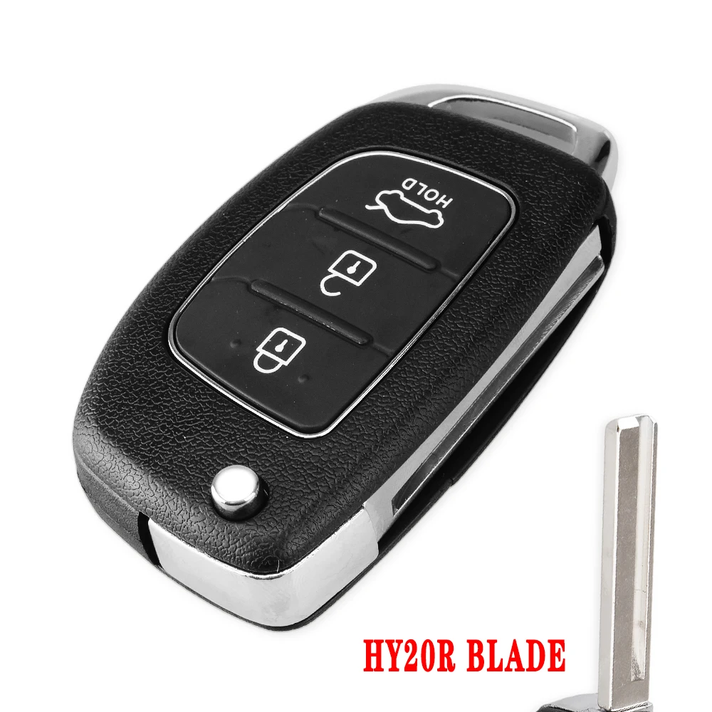 KEYYOU-carcasa para llave de coche remota, carcasa abatible para Hyundai Solaris ix35 ix45 ELANTRA Santa Fe HB20 Verna HY15/HY20/TOY40, hoja de 3 botones