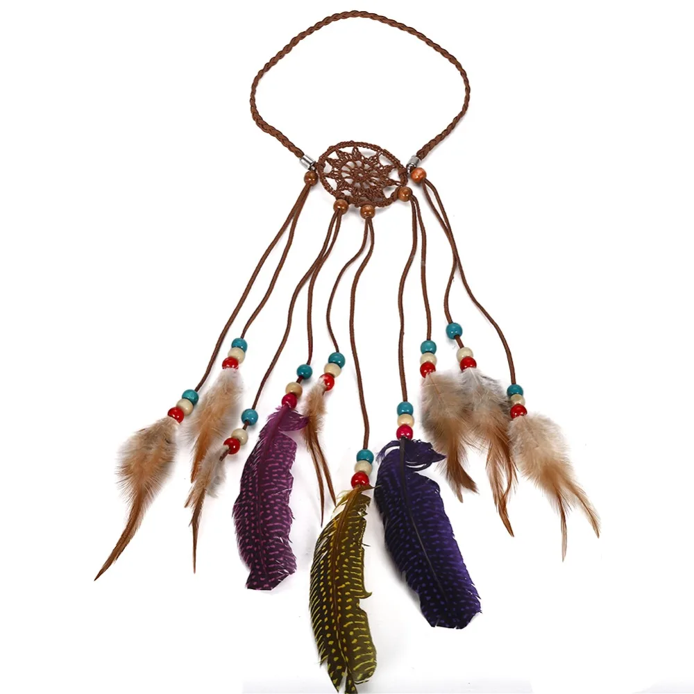 Girlgo головная повязка с индийским пером аксессуары для волос для женщин этнические хиппи Ловец перо головной убор павлин ювелирные изделия подарок