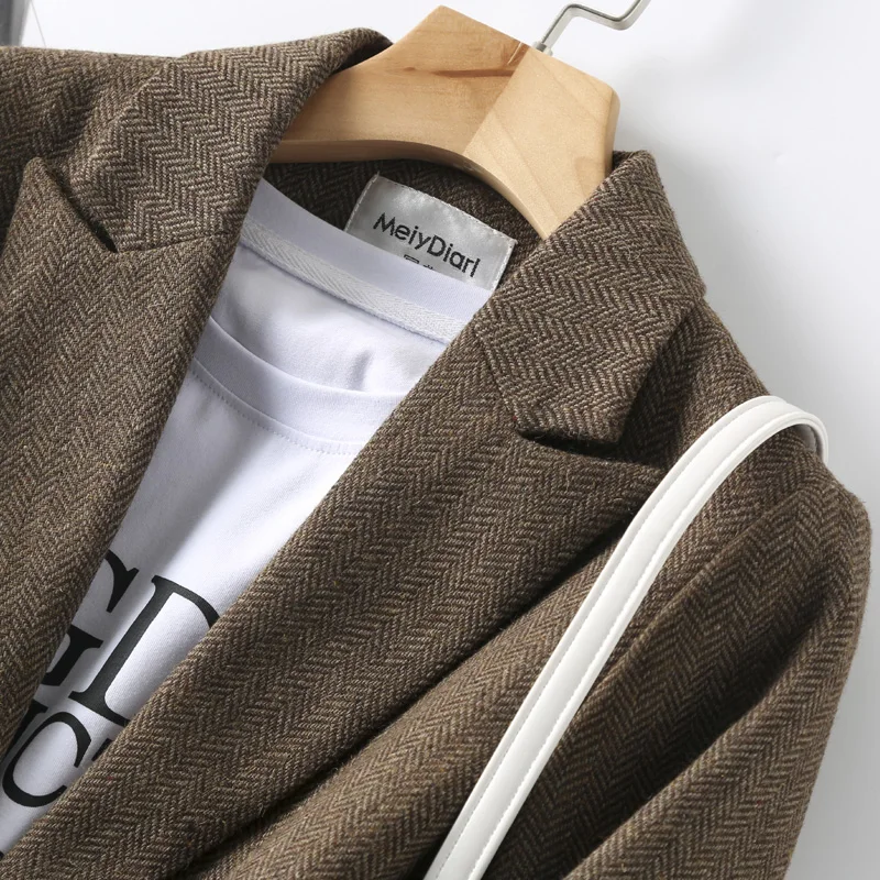 Shuchan Retro Blazer Feminino Autumn Winter 2019 New Items Women's Jacket Single Breasted Vintage Women's Business Jacket