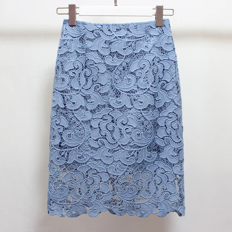 Высокая талия bodycon юбка летние кружевные юбки модные женские большой размер; элегантные кружевные бюст юбка одежда пакет бедра юбка карандаш