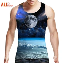 Alisister Galaxy Космический топ на бретелях для мужчин с 3d принтом планеты брендовая одежда фитнес Большой размер Одежда Powerlifting мотивационный жилет