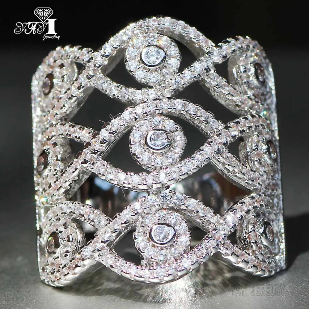 

YaYI Jewelry Fashion Princess Cut 5.9 CT White Zircon Silver Color Engagement Rings wedding Heart Rings Party Rings Gifts 688