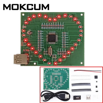 

DIY Kit SMD LED Heart-Shaped Flash Light Cycle Flash Lamp Suite with USB Cable Electronic Components Suite Flash LED Modules