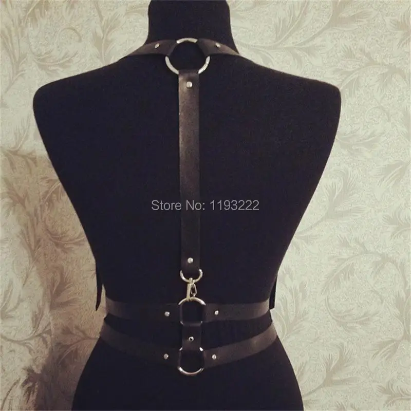 100% Handcrafted Handmade Double Straps Harness Underbust Body Caged Bustier Corset Leather Belt