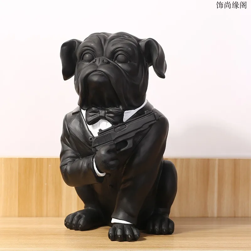 

black resin French Bulldog dog figurine home decor crafts room decoration objects vintage pug dog ornament resin animal statue