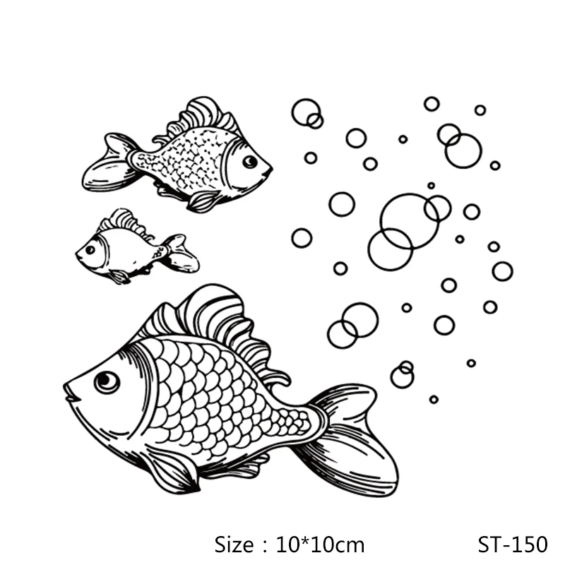 

AZSG Lifelike Goldfish Bubble Clear Stamps/Seals For DIY Scrapbooking/Card Making/Album Decorative Silicone Stamp Crafts
