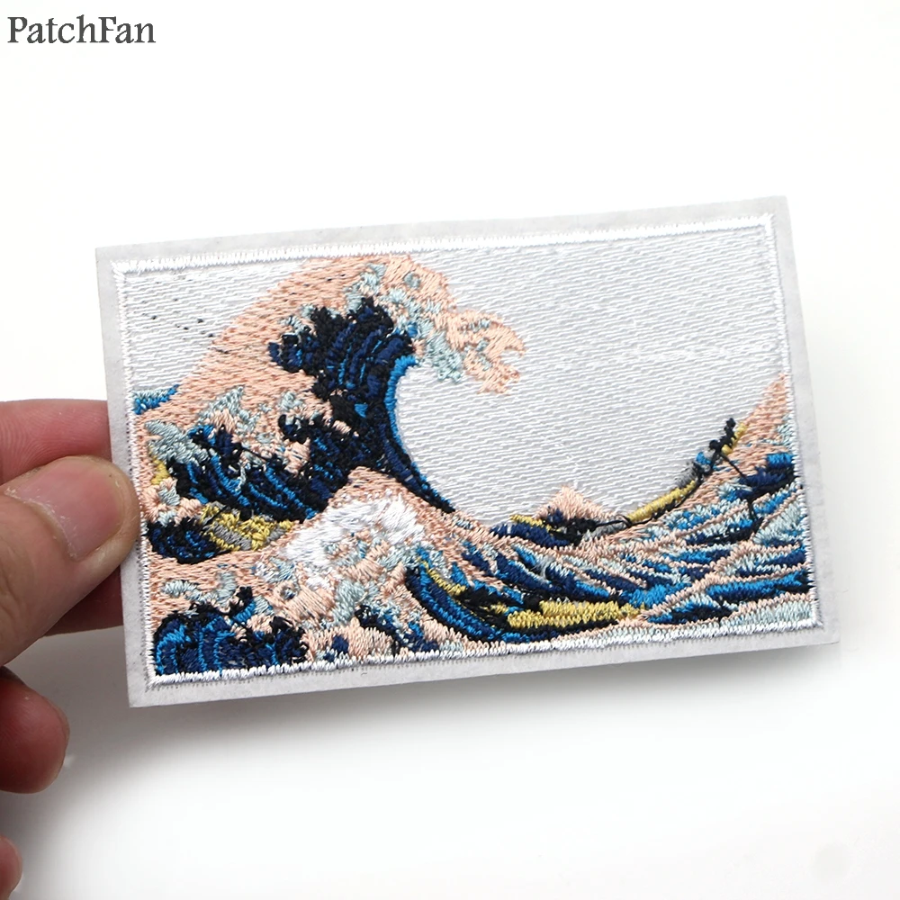 Patchfan The Great Wave off Kanagawa аппликация нашивки наклейки Швейные Джерси одежда para куртка значки железа на футболке A0865