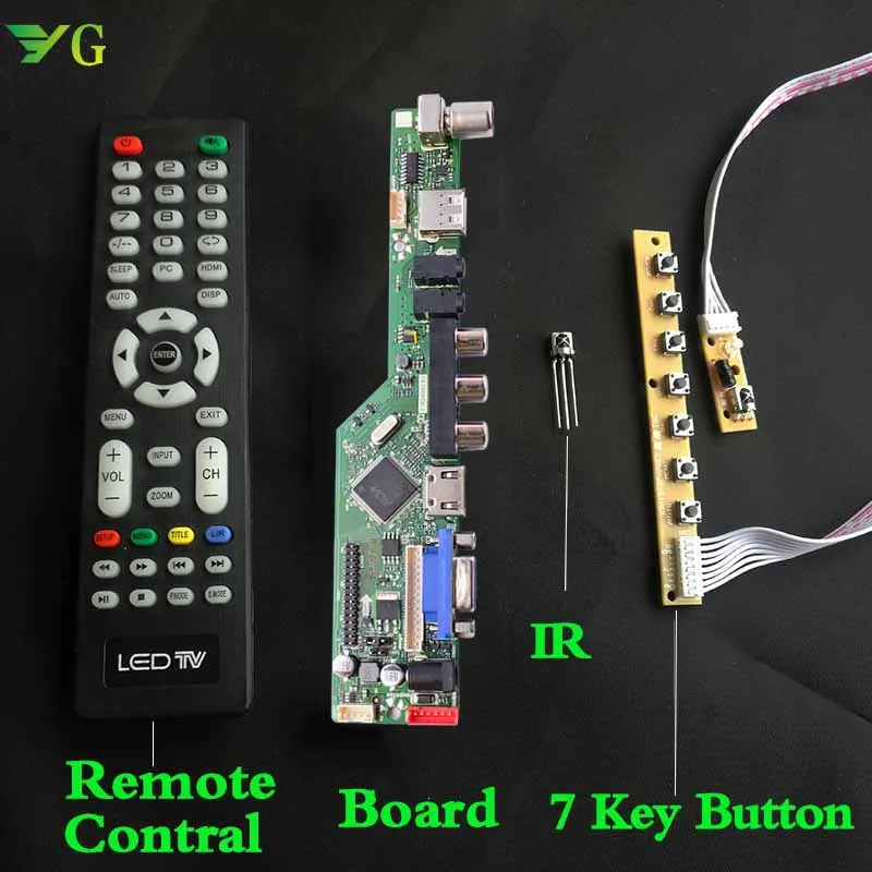 T. RD8503.033 8501 Универсальный ЖК-светодиодный контроллер для телевизора SKR.03 драйвер платы ТВ/ПК/VGA/HDMI/USB+ ИК+ 7 клавишная кнопка+ remate Замена v59 v56