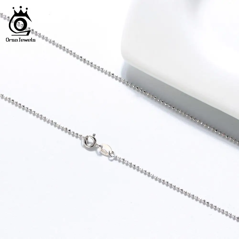 ORSA JEWELS женское серебряное ожерелье из натуральной 925 пробы, цепочка из бисера, изысканная стильная женская цепочка, ювелирное изделие SC24
