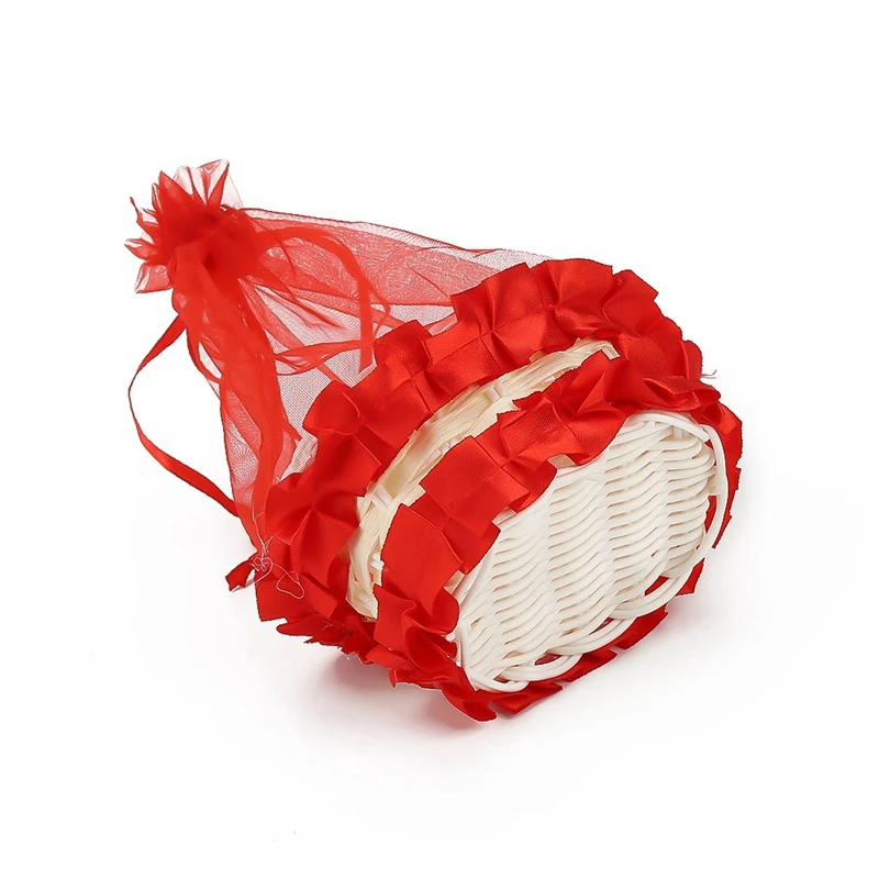 Мини пластиковая плетеная корзина для хранения с оборками, сетчатая сетка для имитации фруктов, ротанга, коробка для хранения косметики, корзина для чая, пикника, Органайзер