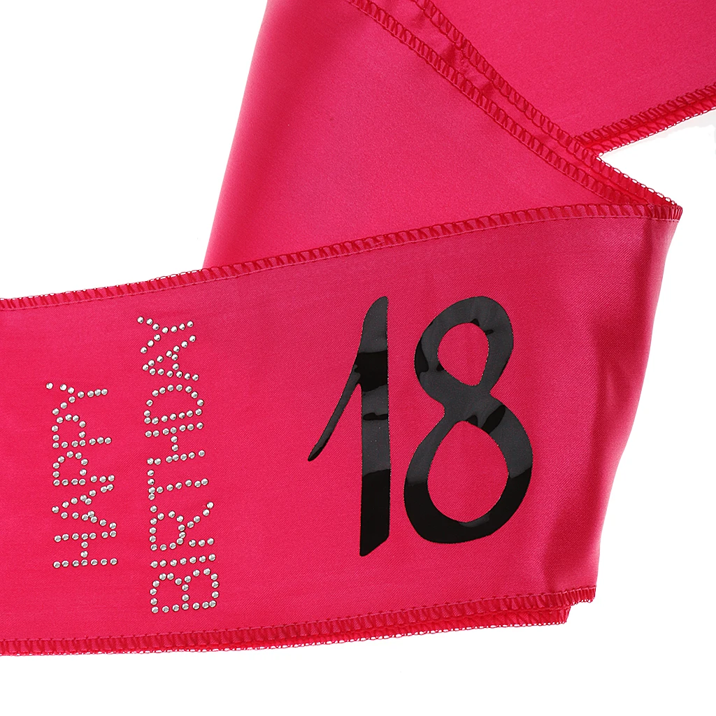 Diamante Happy Birthday Satin Sash Decor Accessories 18 Today Rose