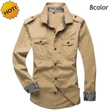 Mode innen Frühjahr Armee Männer Mann Werkzeuge Militär Baumwolle Feste Camisa slim fit Langarm-shirt männer freizeithemd