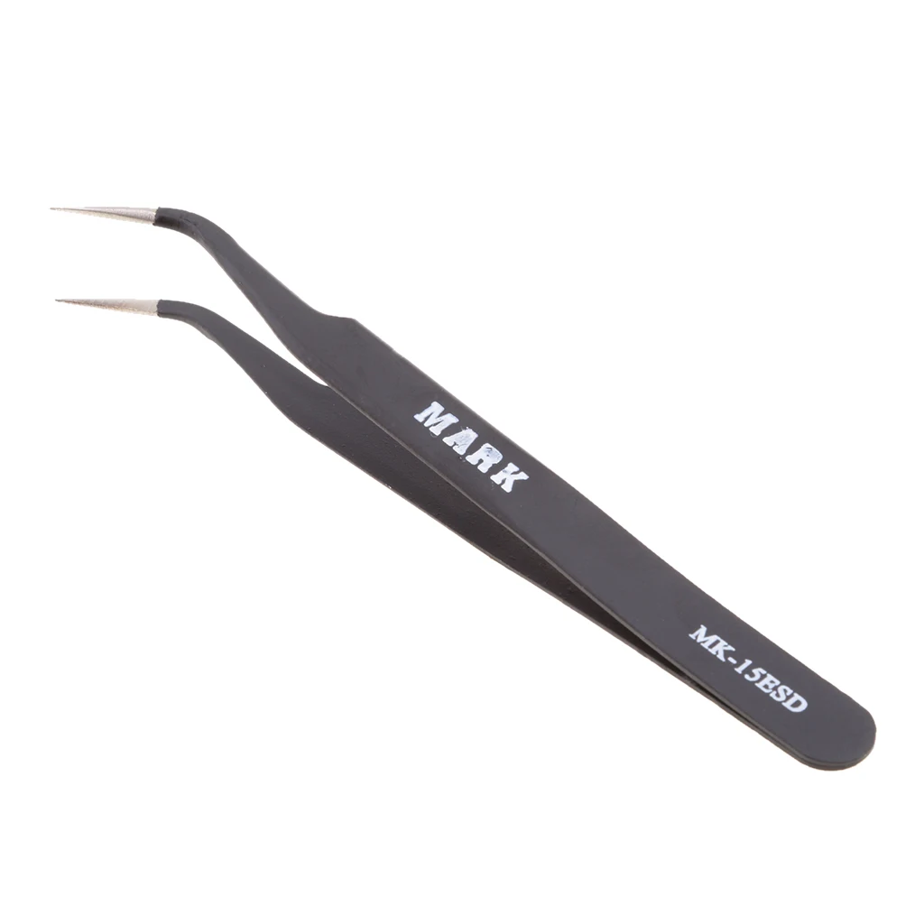 Portable Repair Tools Matte Surface Anti-Static Tweezers Pointed Curved for Apple iPhone Android Samsung and Tablets,Laptops