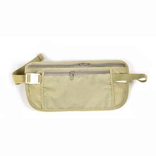 

Money Travel Waist Belt Zipped Passport Wallet Pouch Bum Bag Security-Khaki