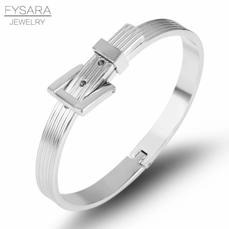 

FYSARA Belt Charm Bracelet Female Personality Stainless Steel Round Circles Bracelets Female Luxury WristBand Bangles Jewelry