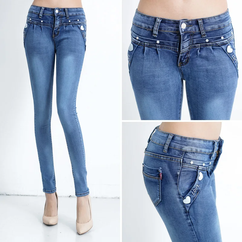 2015 spring/summer new style jeans girl Korean version of slim tall