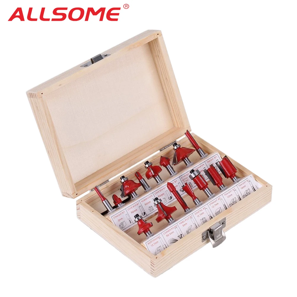 

15pcs 1/4"(6.35mm) Milling Cutter Router Bit Set Wood Cutter Carbide Shank Mill Woodworking Engraving Cutting Tools HT1037