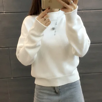 

2017 high quality women wool knitted sweater cashmere women's fashion pullover sweater collar loose languid style free size AS04