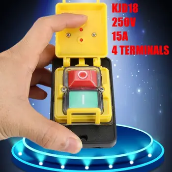 

250V 15A KJD18 Switch 5 Pin Momentary Push Button Protective cover waterproof No-Voltage Release Switch Plastic