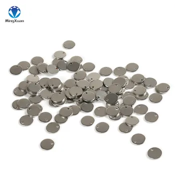 

MINGXUAN 50pcs Round Charms 10mm/12mm Stainless Steel Blank Stamping Tags Charms Silver Tone Metal Pendants for Jewelry Making