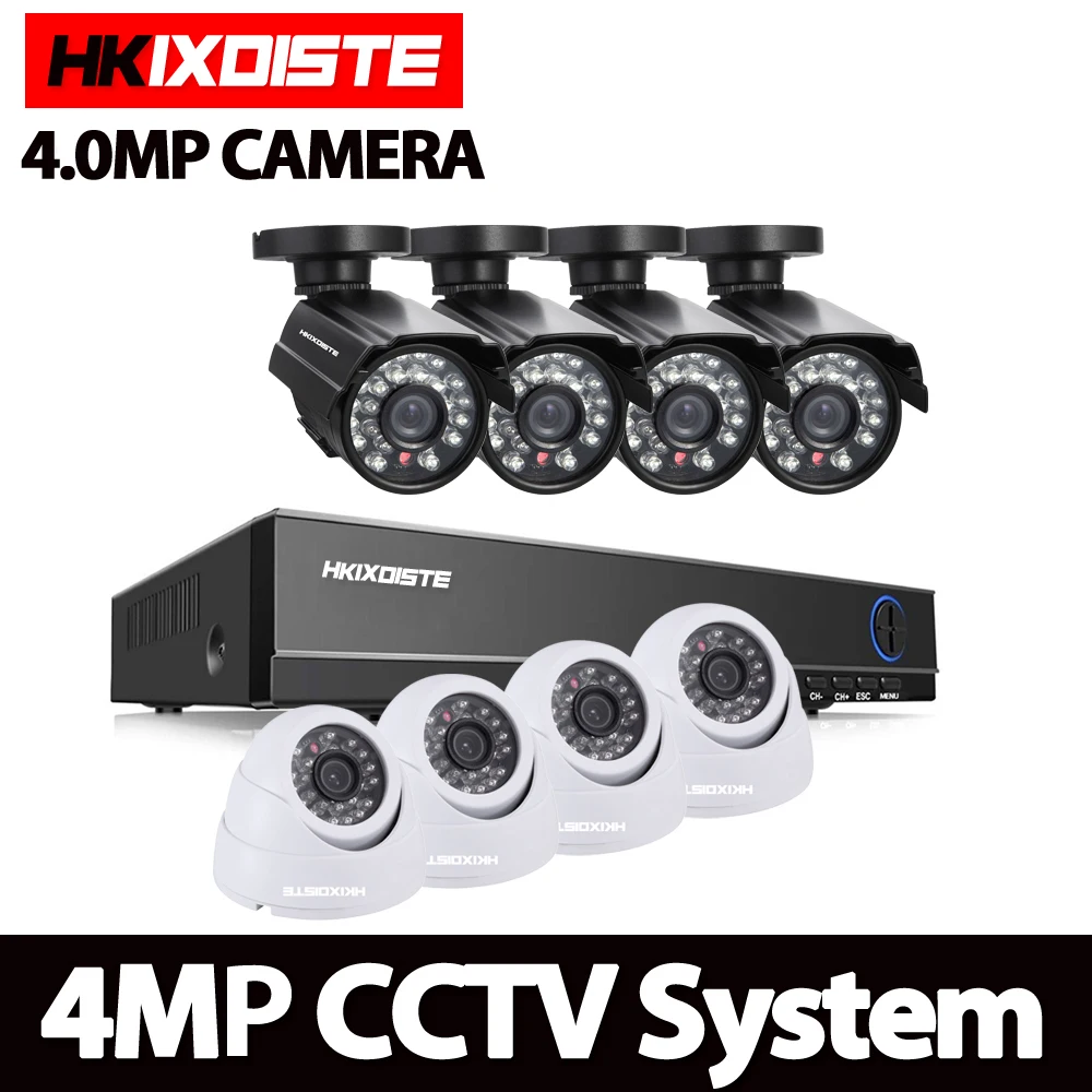 HKIXDISTE 8 Channel Home HD 2MP Security Camera System AHD 1080P Video Surveillance infrared Bullet 8CH DVR CCTV Camera System