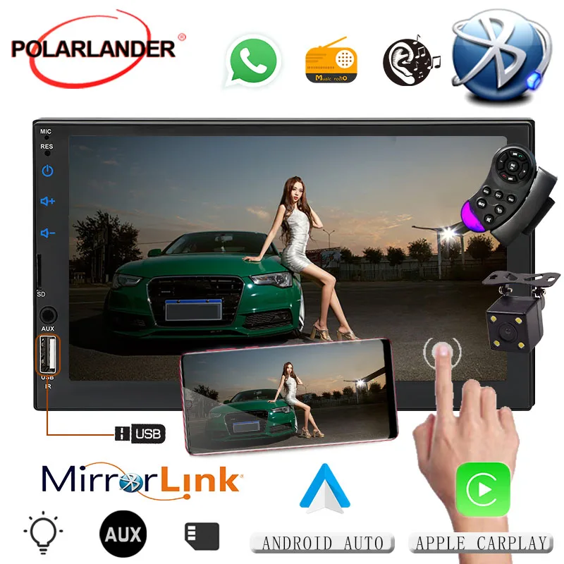 

Android 7 touch screen radio car for apple carplay Mirror Link MP5 Player Car Radio IOS multimedia Car Stereo Blutooth Autoradio