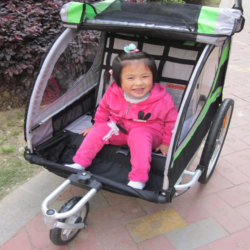 2 in1 20 Inch Air Inflatable Rubber Wheel Aluminum Alloy Frame Double Child Bike Trailer with Rain Cover, kids Jogger Stroller 2 in1 20 Inch Air Inflatable Rubber Wheel Aluminum Alloy Frame Double Child Bike Trailer with Rain Cover, kids Jogger Stroller